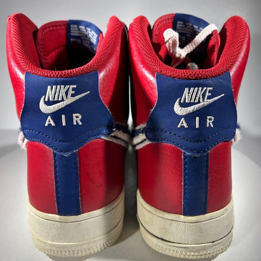 Nike Air Force 1 High Top Red Shoes Mens Size 10 Chenille Swoosh Sneakers AF1 BF - Picture 6 of 12